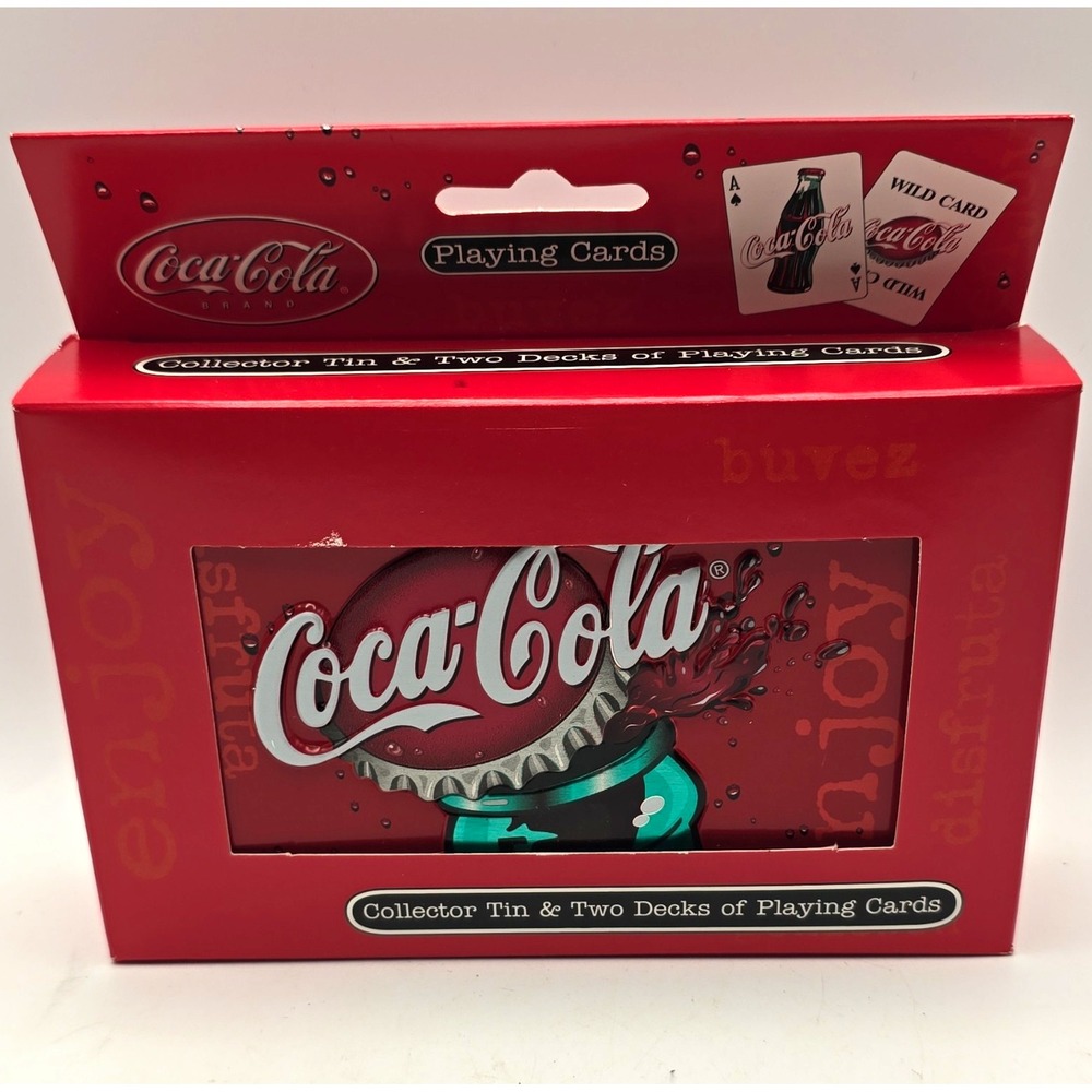 Coca-Cola Playing Cards Collector Tin w/ 2 Decks Made in U.S.A.